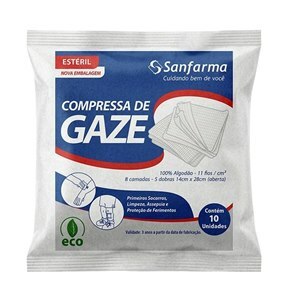 Compressa De Gaze Estéril 14Cmx28cm 11 Fios Sanfarma 05 Unidades