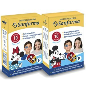 Protetor Ocular Tamanho P Mickey E Minnie Sanfarma 10 Unidades
