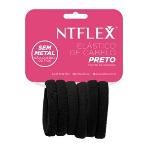 Elástico De Cabelo Preto 6 Unidades