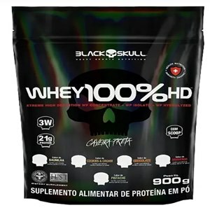 Whey Protein Black Skull 100% Hd Sabor Morango Refil 900G