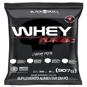 Whey Protein Turbo Black Skull Sabor Chocolate Refil 907G