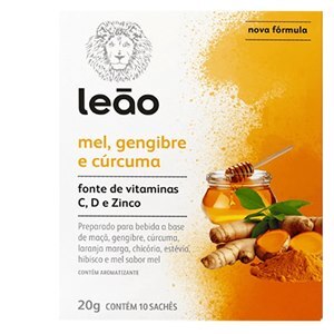 Chá Leão Vitamínico Mel, Gengibre E Cúrcuma 10 Sachês