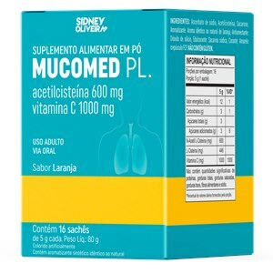 Acetilcisteína 600mg + Vitamina C 1000mg Mucomed Pl 16 Sachês Sidney Oliveira