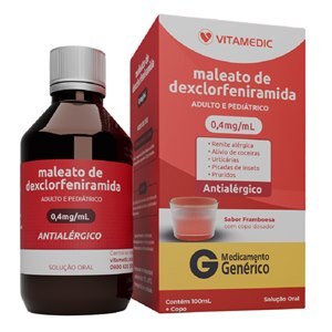 Dexclorfeniramina 0,4mg/Ml Xarope Sabor Framboesa 120ml - Vitamedic Genérico (Polaramine)