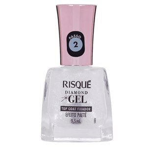 Esmalte Risqué Diamond Gel 9,5ml - Top Coat Fixador Efeito Paetê 9,5ml