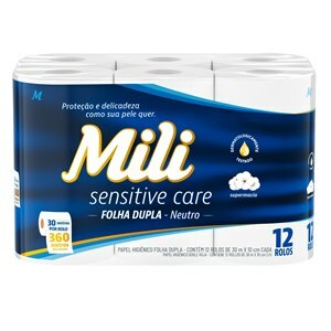 Papel Higiênico Mili Sensitive Care Neutro Folha Dupla 12 Rolos