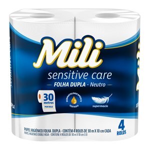 Papel Higiênico Mili Sensitive Care Neutro Folha Dupla 4 Rolos