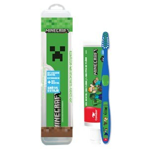 Kit Escova De Dente Extramacia Infantil Condor Minecraft + Gel Dental Com Flúor 50g + Estojo Protetor Grátis
