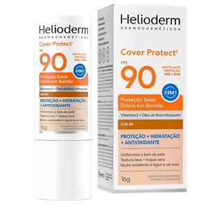 Protetor Solar Facial Em Bastão Helioderm Cor 40 Cover Protect Fps90 16g