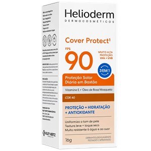 Protetor Solar Facial Em Bastão Helioderm Cor 40 Cover Protect Fps90 16g