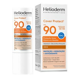 Protetor Solar Facial em Bastão Helioderm Cor 40 Cover Protect Fps90 16g