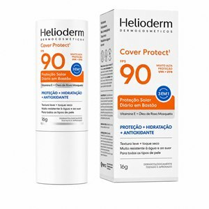Protetor Solar Facial Em Bastão Helioderm Sem Cor Cover Protect Fps90 16g