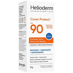 Protetor Solar Facial Em Bastão Helioderm Sem Cor Cover Protect Fps90 16g