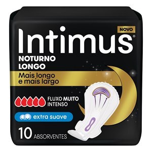 Absorvente Intimus Noturno Longo Cobertura Extra Suave Com Abas 10 Unidades