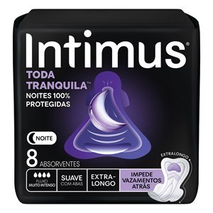 Absorvente Intimus Noturno Toda Tranquila Suave Com Abas 8 Unidades