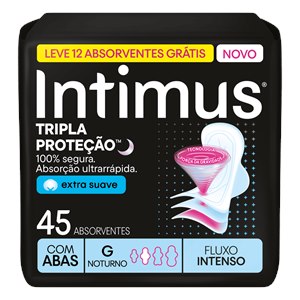 Absorvente Intimus Noturno Toda Protegida Cobertura Suave com Abas 45 Unidades