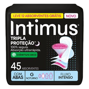 Absorvente Intimus Noturno Toda Protegida Cobertura Seca com Abas 45 Unidades