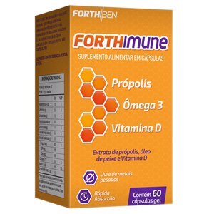 Própolis + Ômega 3 + Vitamina D Forthimune Vidora 60 Cápsulas