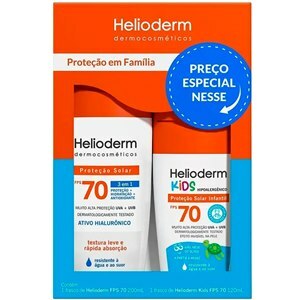 Protetor Solar Helioderm Fps 70 200ml + Protetor Solar Infantil Fps70 120ml