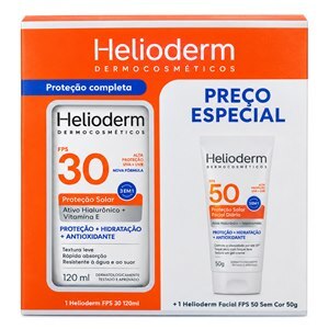 Protetor Solar Helioderm Fps 30 120ml + Protetor Solar Facial Antioleosidade Fps 50 50g