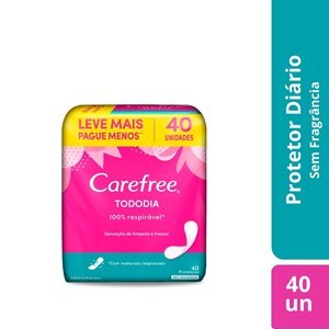 Protetor Diário Carefree Todo Dia Respirável Sem Perfume Leve Mais Pague Menos 40 Unidades