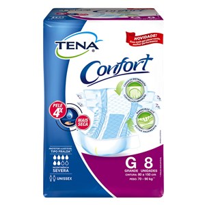 Fralda Geriátrica Unissex Tena Confort G - 8 Unidades