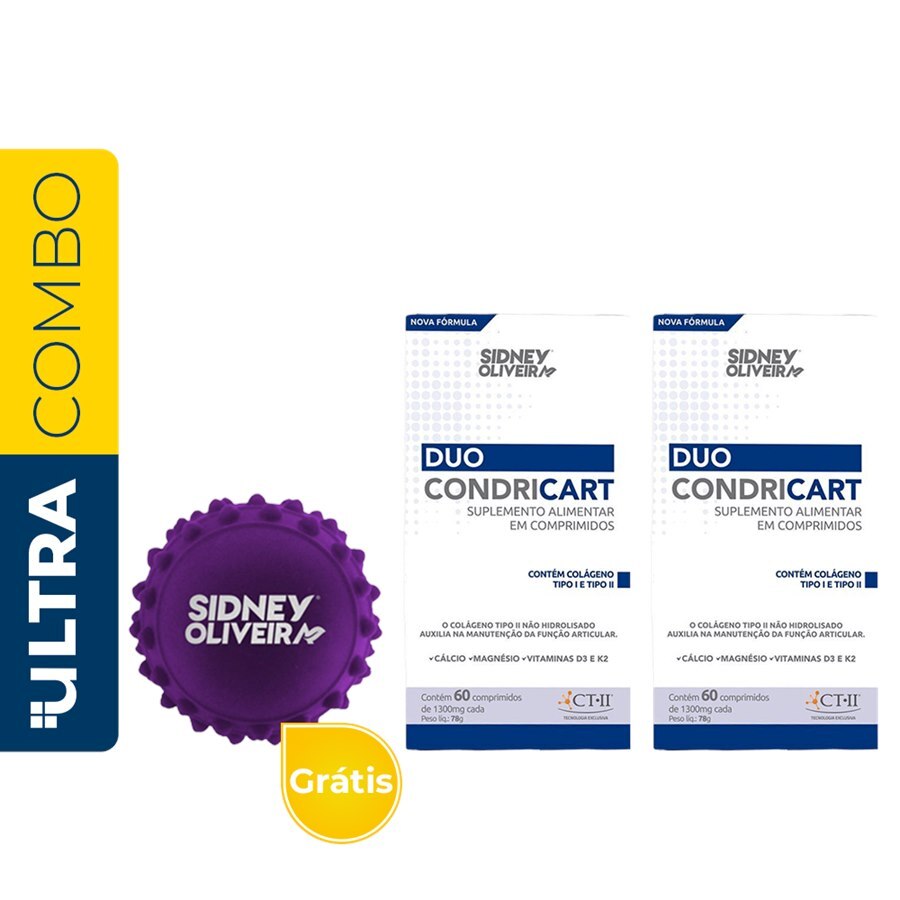 COLÁGENO TIPO II + CURCUMA + ÁCIDO HIALURÔNICO + VITAMINA D3 + MSM  CONDRICART CÚRCUMA 60 CÁPSULAS SIDNEY OLIVEIRA - Ultrafarma