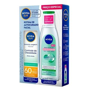 PROTETOR SOLAR FACIAL NIVEA SUN CONTROLE OLEOSIDADE FPS60 50G + ÁGUA MICELAR EFEITO MATTE 200ML