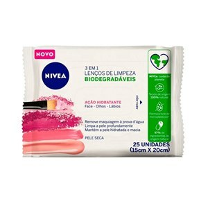 LENÇO DEMAQUILANTE NIVEA HIDRATANTE 3 EM 1 25 UNIDADES