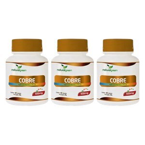 COBRE NATURALGREEN 500MG 40 CÁPSULAS - 3 UNIDADES