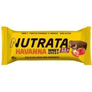 Barra De Proteína Whey Grego Havanna Dulce De Leite E Morango Nutrata 40g