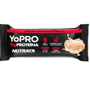 Barra De Proteína Yopro Sabor Morango Com Chocolate Branco Nutrata 55g