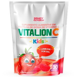 VITAMINA C - VITALION C KIDS SABOR MORANGO 30 GOMAS SIDNEY OLIVEIRA