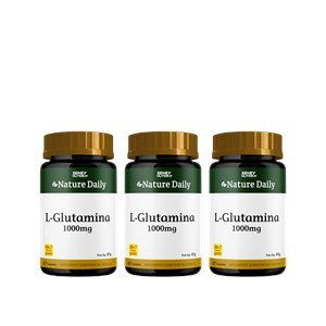L-GLUTAMINA 1000MG NATURE DAILY 60 CÁPSULAS + 7 GRÁTIS  SIDNEY OLIVEIRA - 3 UNIDADES