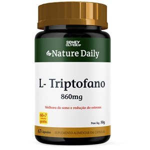 L-TRIPTOFANO 860MG NATURE DAILY 60 CÁPSULAS + 7 GRÁTIS SIDNEY OLIVEIRA