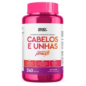 CABELOS E UNHAS MULHERES ATIVAS 240 CÁPSULAS SIDNEY OLIVEIRA  