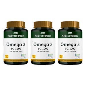 ÔMEGA 3 1000MG NATURE DAILY LEVE 180 CÁPSULAS+60 GRÁTIS SIDNEY OLIVEIRA - 3 UNIDADES