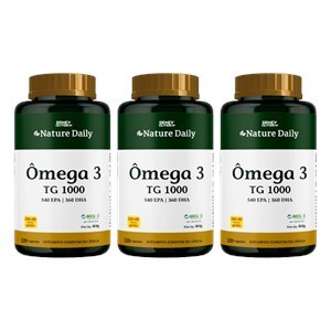 ÔMEGA 3 1000MG NATURE DAILY LEVE 240 CÁPSULAS+80 GRÁTIS SIDNEY OLIVEIRA - 3 UNIDADES