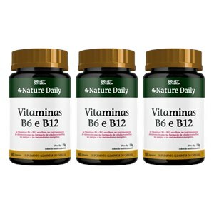 VITAMINA B6+VITAMINA B12 NATURE DAILY 60 CÁPSULAS SIDNEY OLIVEIRA - 3 UNIDADES