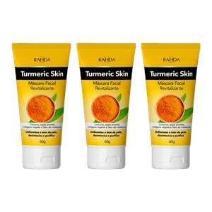 MÁSCARA FACIAL REVITALIZANTE TURMERIC SKIN RAHDA 60G - 3 UNIDADES