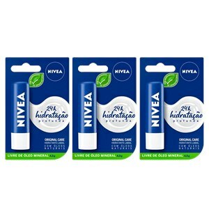 NIVEA HIDRATANTE LABIAL ORIGINAL CARE HIDRATAÇÃO PROFUNDA 4.8 G - 3 UNIDADES