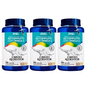 A - Z COMPLETO + ÔMEGA 3 1000MG CRISTO REDENTOR 240 CÁPSULAS SIDNEY OLIVEIRA - 3 UNIDADES