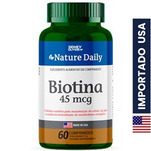 Biotina 45mcg Made In Usa Nature Daily 60 Comprimidos Sidney Oliveira
