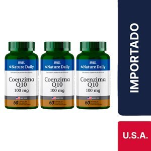 COENZIMA Q10 100MG MADE IN USA NATURE DAILY 60 COMPRIMIDOS SIDNEY OLIVEIRA - 3 UNIDADES