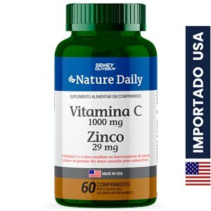 Vitamina C 1000mg + Zinco 29mg Made In Usa Nature Daily 60 Comprimidos Sidney Oliveira
