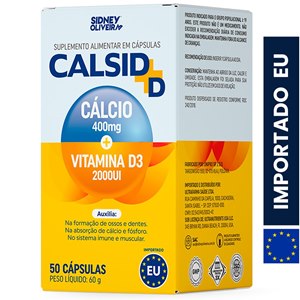 Cálcio 400Mg + Vitamina D3 2000Ui Calsid+D 50 Cápsulas União Europeia Sidney Oliveira