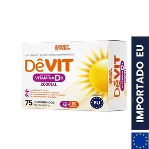 VITAMINA D3 2000UI DÊVIT LEVE 60 COMPRIMIDOS + 15 GRÁTIS UNIÃO EUROPEIA SIDNEY OLIVEIRA