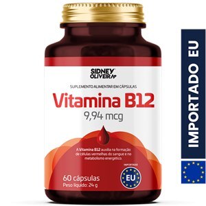 Vitamina B12 9,94mcg 60 Cápsulas União Europeia Sidney Oliveira