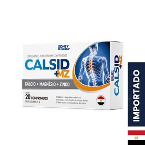 CÁLCIO + MAGNÉSIO + ZINCO CALSID + MZ 20 COMPRIMIDOS IMPORTADO SIDNEY OLIVEIRA