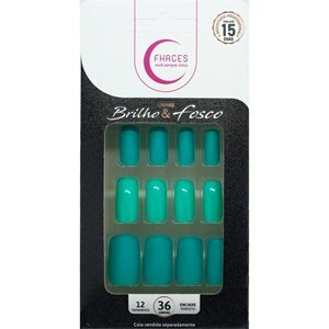 UNHAS POSTIÇAS FHACES BRILHO E FOSCO AZUL PISCINA 36 UNIDADES - U4030